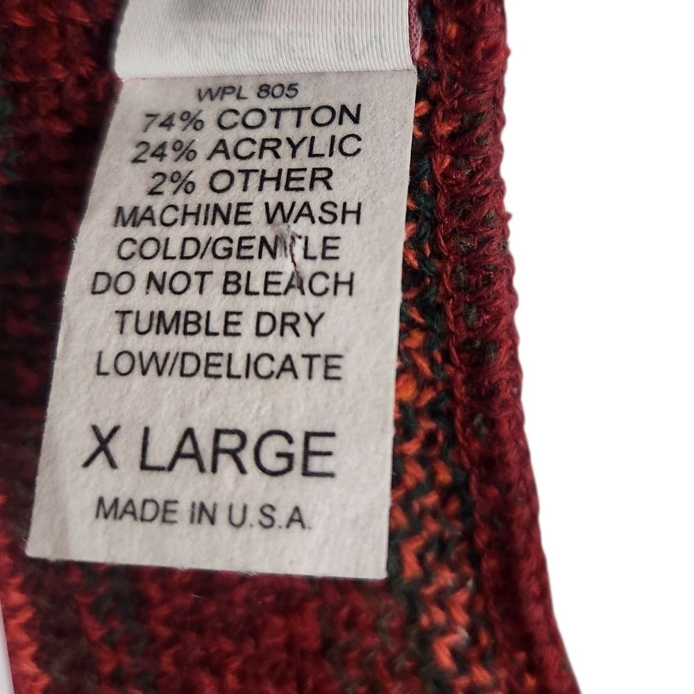 Vintage Binghamton Knitting XL Fair Isle Sweater Vest USA Burgundy Grandpa 80s - Picture 3 of 4